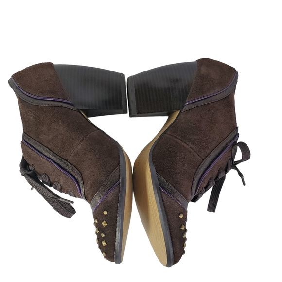 Libby Edelman Chimmy Brown Suede Lace Up Shoes Block Heel Womens 7.5 M - Picture 11 of 11
